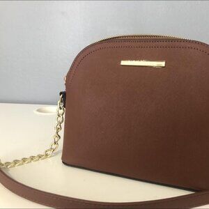 STEVE MADDEN Faux Pebbled Leather Crossbody Bag BROWN